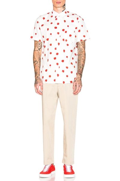 Shop Comme Des Garçons Shirt Comme Des Garcons Shirt Cotton Poplin Printed Shirt In White,abstract