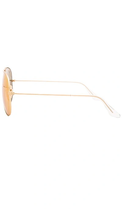 Ray Ban Aviator Flash Sunglasses In Gold & Cyclamen Mirror