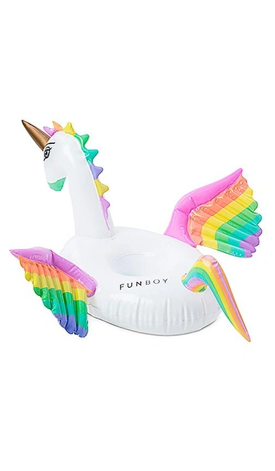 Shop Funboy Rainbow Unicorn Inflatable Drink Holder In White
