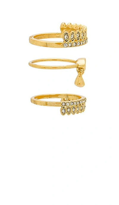 Shop Luv Aj The Cosmic Teardrop Ring Set In Metallic Gold