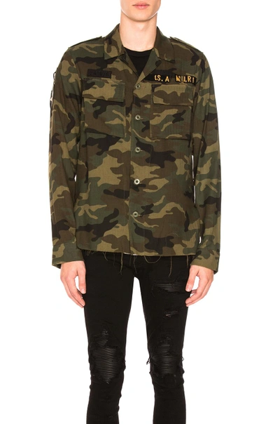 Shop Amiri Military Shirt In Abstract,green,brown