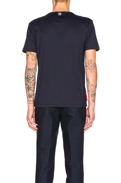 Shop Thom Browne Jersey Cotton Short Sleeve Pocket Tee In Navy