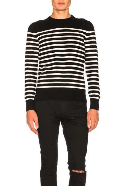 Shop Saint Laurent Cashmere Striped Sweater In Black,stripes In Black & White
