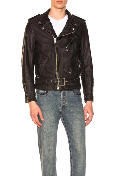 Shop Schott Vintage Fit Moto Jacket In Black