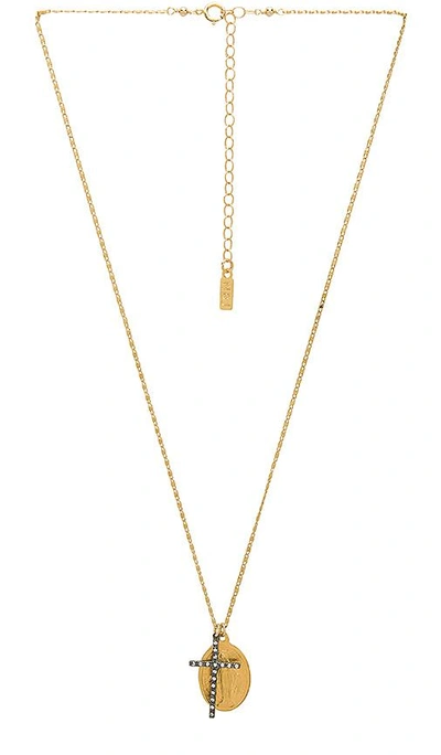 Shop Natalie B Jewelry Virgin Mary Necklace In Metallic Gold