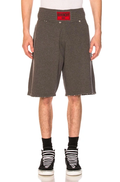 Shop Givenchy Distressed Sweatshorts In Gray