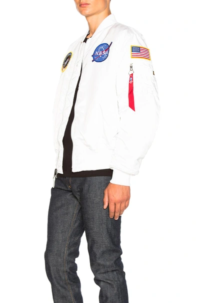 Shop Alpha Industries Ma 1 Nasa Bomber In White