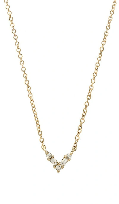 Shop Ef Collection Mini Baguette Chevron Choker In 14k Yellow Gold & White Diamond