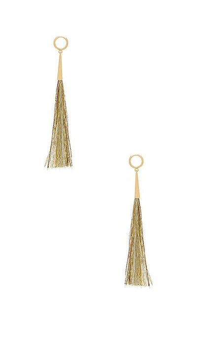 Shop Rebecca Minkoff Long Tassel Earrings In Metallic Gold