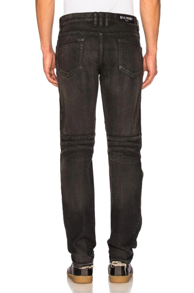 Shop Balmain Biker Stretch Jeans In Black