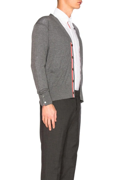 Shop Thom Browne Classic Merino Cardigan In Medium Grey
