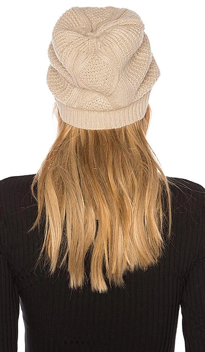 Shop Plush Fleece Lined Cable Knit Beanie In Beige