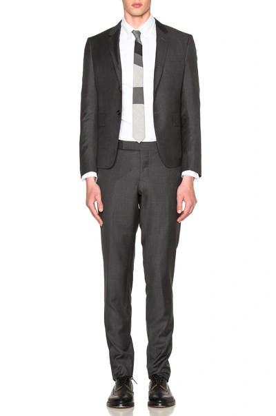 Shop Thom Browne High Armhole Twill Suit In Dark Grey