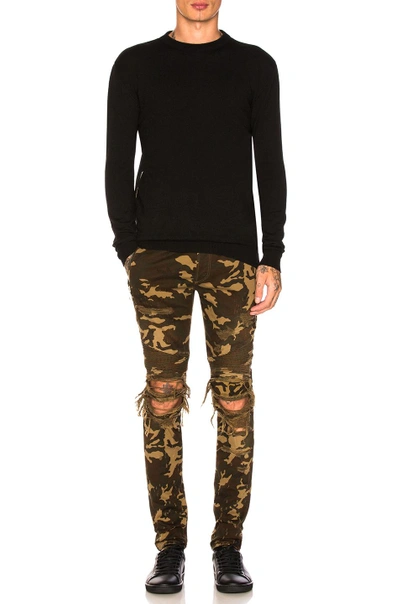 Shop Balmain Camouflage Destroyed Jeans In Brown,green