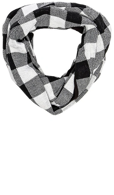 Shop Plush Fleece Lined Plaid Infinity Scarf In Black & White