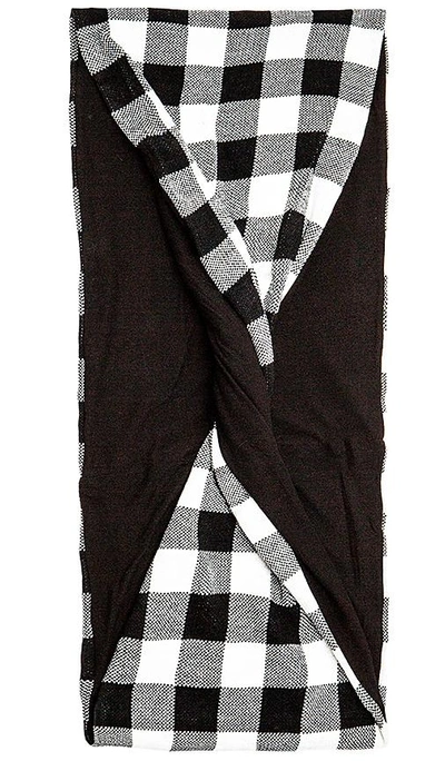 Shop Plush Fleece Lined Plaid Infinity Scarf In Black & White