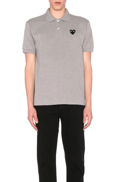 Shop Comme Des Garçons Play Cotton Polo With Black Emblem In Grey