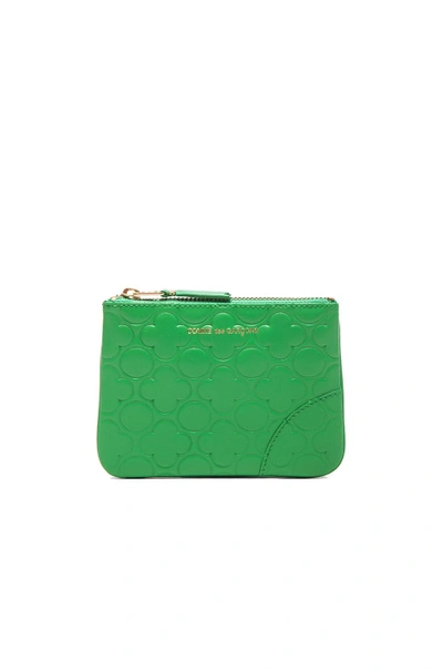 Shop Comme Des Garçons Clover Embossed Small Pouch In Green