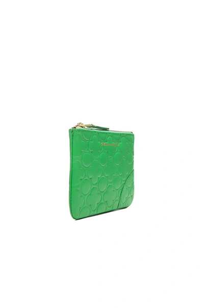 Shop Comme Des Garçons Clover Embossed Small Pouch In Green