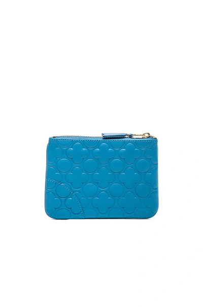 Shop Comme Des Garçons Clover Embossed Small Pouch In Blue