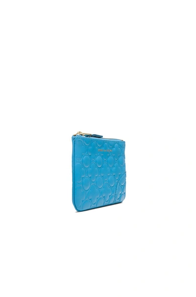 Shop Comme Des Garçons Clover Embossed Small Pouch In Blue