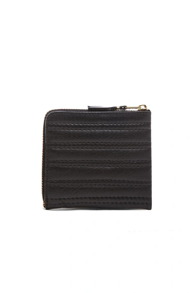 Shop Comme Des Garçons Comme Des Garcons Embossed Stitch Small Zip Wallet In Black