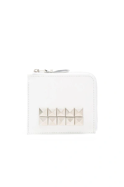 Shop Comme Des Garçons Studded Leather Zip Wallet In White