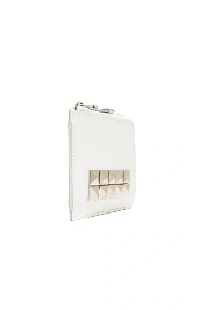 Shop Comme Des Garçons Studded Leather Zip Wallet In White