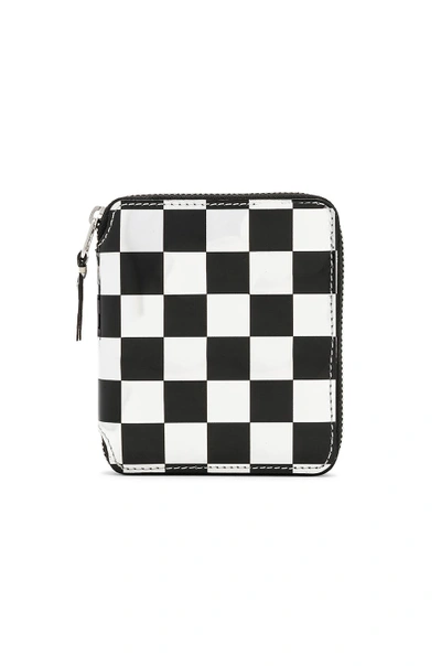 Shop Comme Des Garçons Comme Des Garcons Optical Zip Wallet In Check & Silver