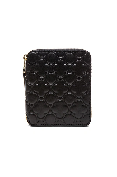 Comme Des Garçons Clover Embossed Zip Fold Wallet In Black