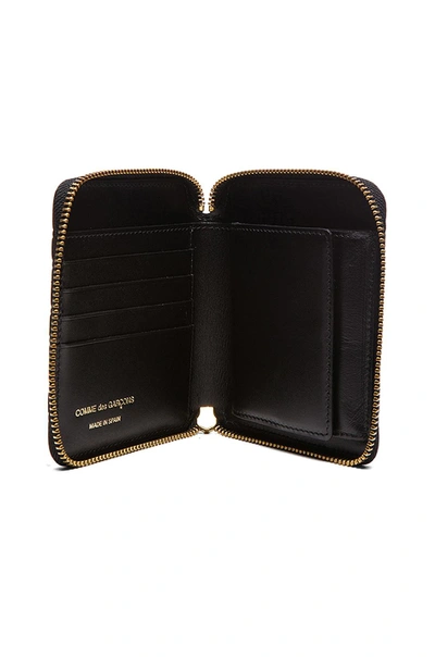 Comme Des Garçons Clover Embossed Zip Fold Wallet In Black