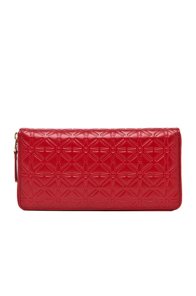 Shop Comme Des Garçons Star Embossed Long Wallet In Red
