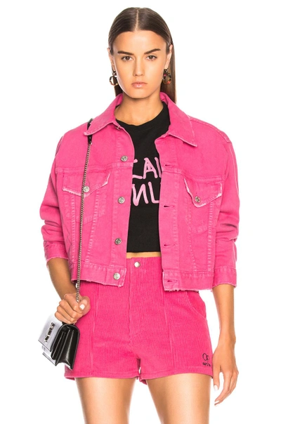 Shop Adaptation Crop Denim Jacket In Pink