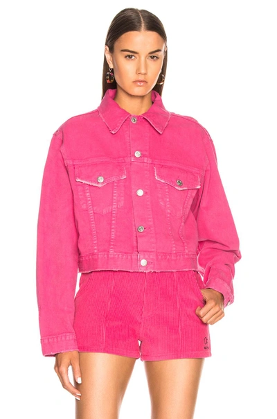 Shop Adaptation Crop Denim Jacket In Pink
