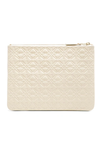 Comme Des Garçons Star Embossed Pouch In Off White