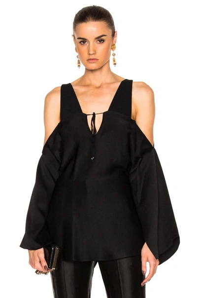 Shop Roland Mouret Marcus Satin Crepe Top In Black