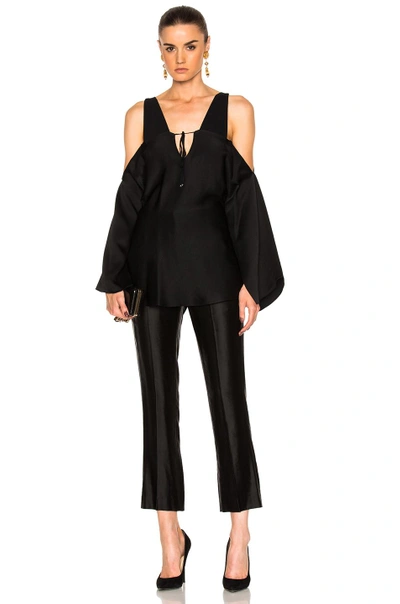 Shop Roland Mouret Marcus Satin Crepe Top In Black