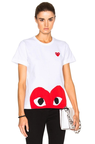 Shop Comme Des Garçons Play Red Emblem Heart Tee In White