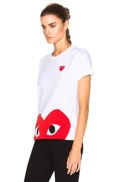 Shop Comme Des Garçons Play Red Emblem Heart Tee In White