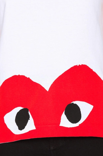 Shop Comme Des Garçons Play Red Emblem Heart Tee In White