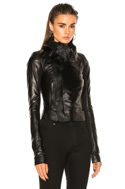 Shop Rick Owens Vegetal Leather Classic Biker Jacket In Black