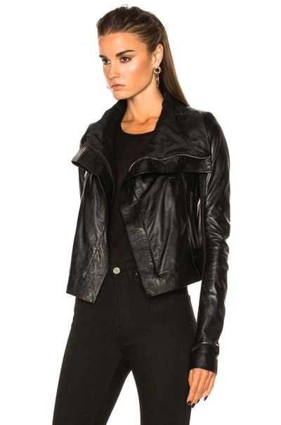 Shop Rick Owens Vegetal Leather Classic Biker Jacket In Black