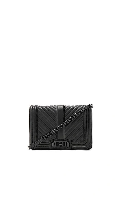 Shop Rebecca Minkoff Chevron Quilted Small Love Crossbody Bag In Black