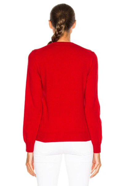 Shop Comme Des Garçons Play Double Emblem V Neck Sweater In Red