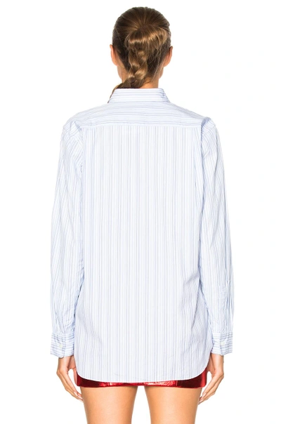 Shop Comme Des Garçons Play Broad Stripe Cotton Button Down In Blue