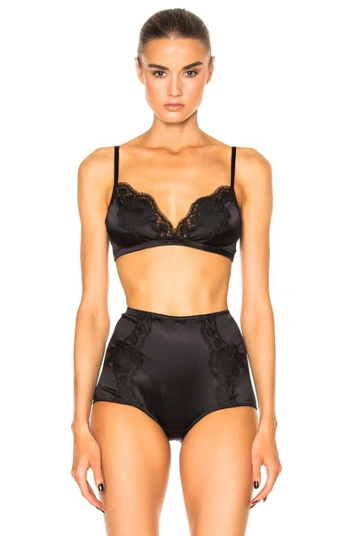 Shop Dolce & Gabbana Lace Trim Bra In Black