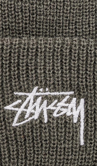 Shop Stussy Stock Cuff Beanie In Olive. In Light Green