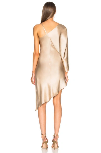 Shop Michelle Mason For Fwrd Asymmetrical One Shoulder Dress In Neutral In Champagne
