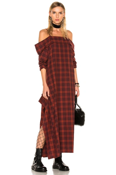 Shop R13 For Fwrd Exclusive Mini Apron Dress In Checkered & Plaid,red