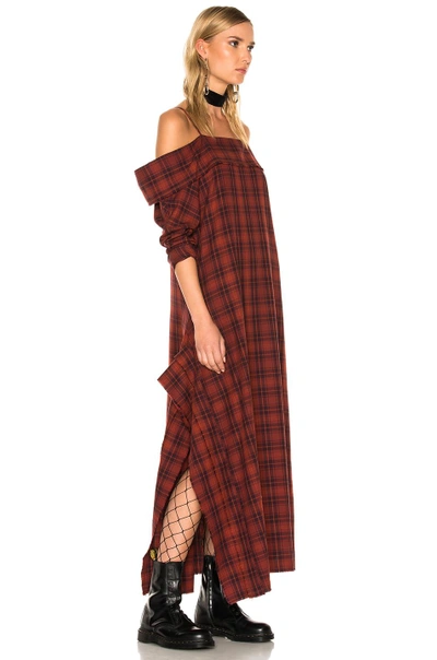 Shop R13 For Fwrd Exclusive Mini Apron Dress In Checkered & Plaid,red